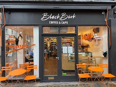 Interior of BlackBörk Coffee & Caps | AllDay Breakfast in London W1T 1SA