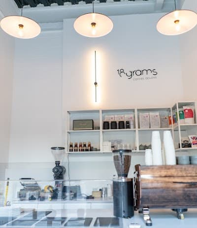 Interior of 18Grams Coffee. ∞ Love. in London SE10 9FY