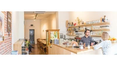 Interior of Yuka Coffee Bar in Bruxelles
