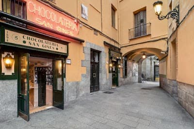 Interior of San Gines Chocolate Shop in Madrid