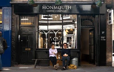 Interior of Monmouth Coffee Company in London WC2H 9EU
