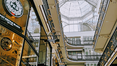 Interior of POT KETTLE BLACK Barton Arcade in UK