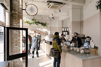 Interior of Rosslyn Coffee Queen Victoria Street in London EC4N 4SJ